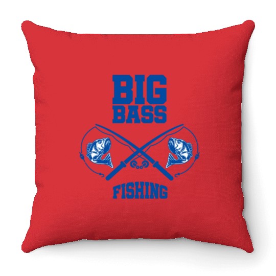 Big Bass Fishing Throw Pillows