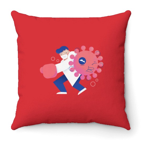 Health Care Professional Beating Coronavirus Throw Pillows