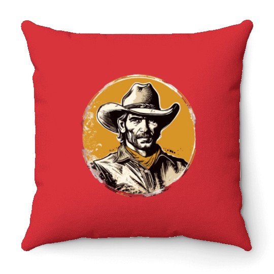 Howdy Partner! Retro Vintage Wild West Cowboy Throw Pillows