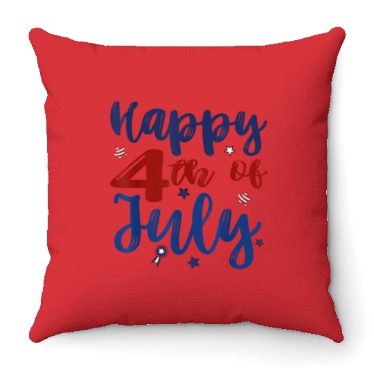 Fireworks Happy 4th Of July US Flag American 4th Throw Pillows