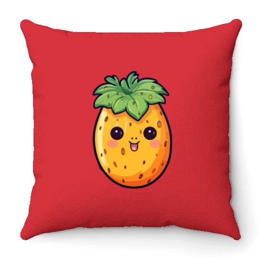 Papaya kawaii Throw Pillows