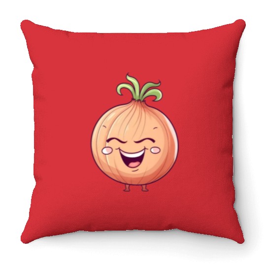 Onion Vegetable Vegan Farmer Funny Cute Love Throw Pillows