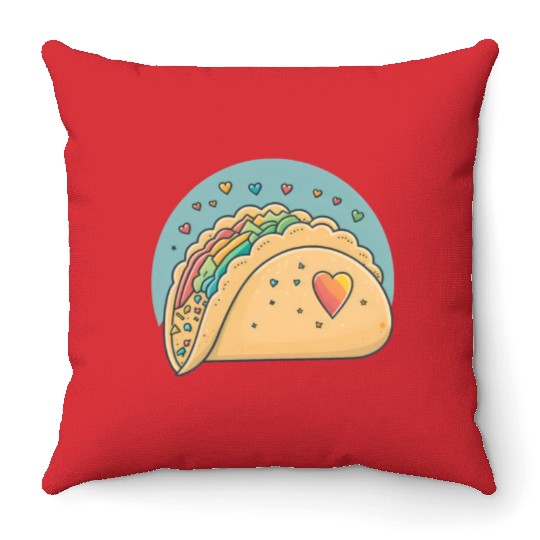 Taco-Lover I Love Tacos Heart Spicy Foodie Throw Pillows