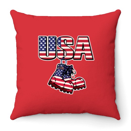 God bless America the land of the free Throw Pillows