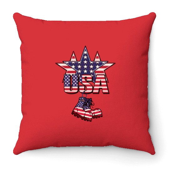 God bless America the land of the free Throw Pillows