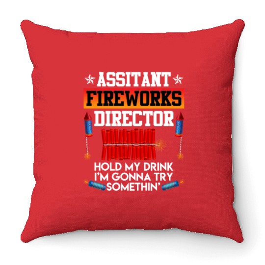 Independence Day Assistant Fireworks Director USA Throw Pillows