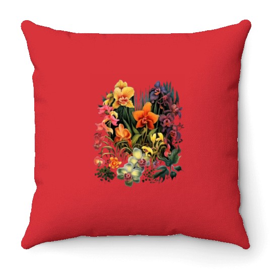 Orchids Flowers Garden Blossom Orchid Lover Throw Pillows