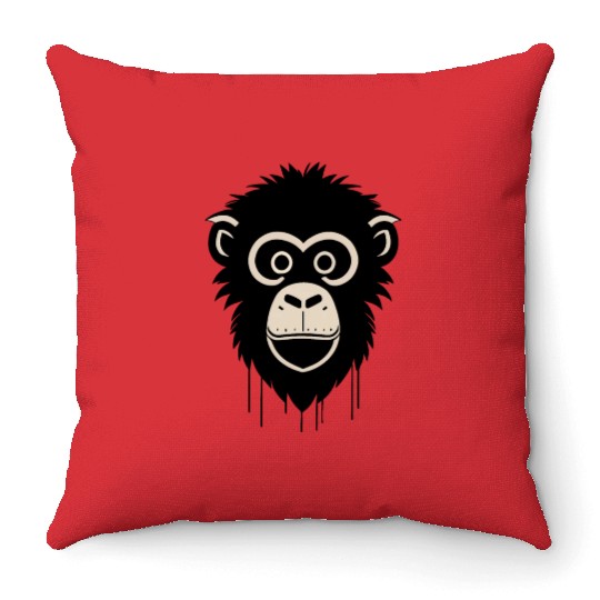 monkey face Throw Pillows