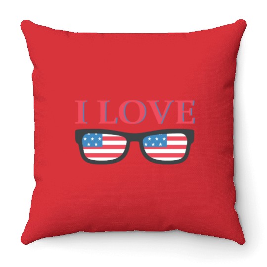 I Love America Throw Pillows