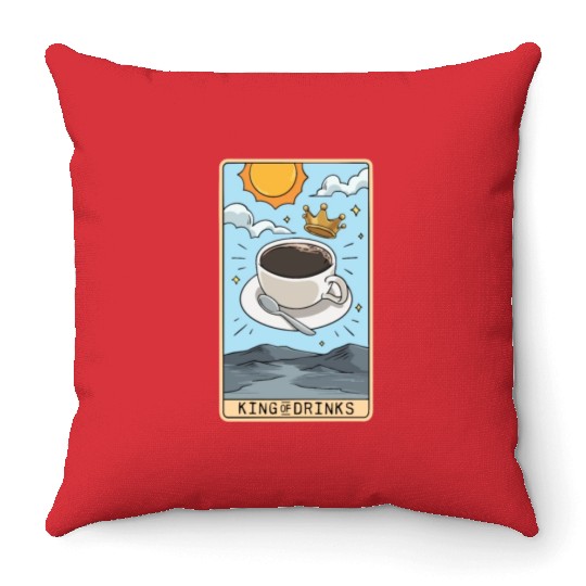 Tarot Card Reader Hot Coffee Drinker Caffeine Throw Pillows
