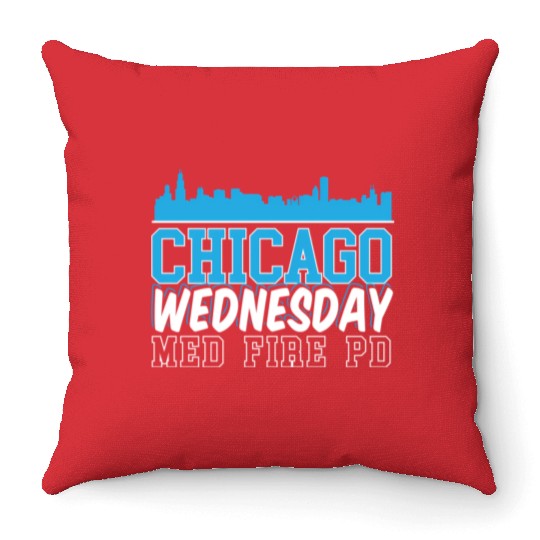 Chicago Wednesday Med Fire Pd Chicago Skyline Throw Pillows