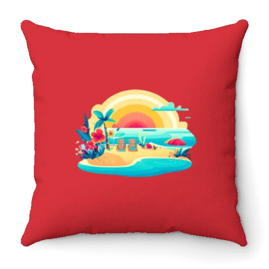 Poolside paradise Throw Pillows