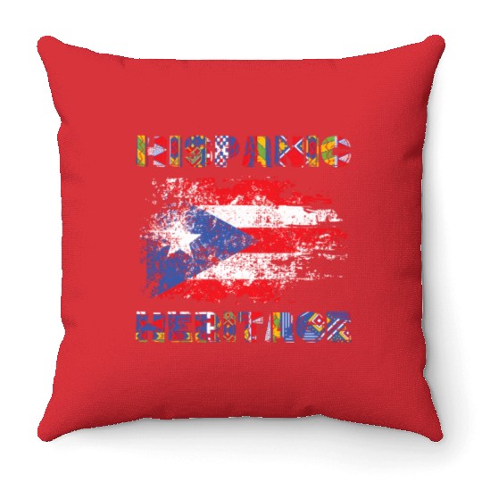 Puerto Rico Hispanic Heritage Month Throw Pillows