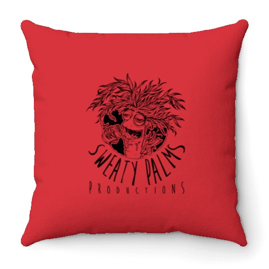 Sweaty Palm Tree Drinking Beer Black Throw Pillows