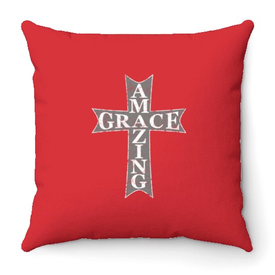 Amazing Grace Cross Throw Pillows