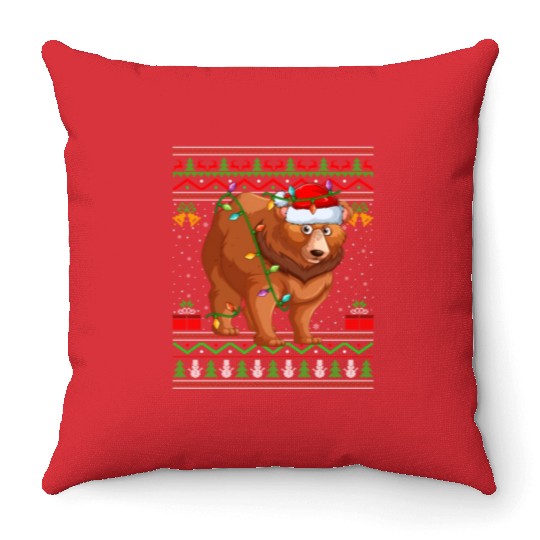 Bear Animal Ugly Grizzly Bear Throw Pillows
