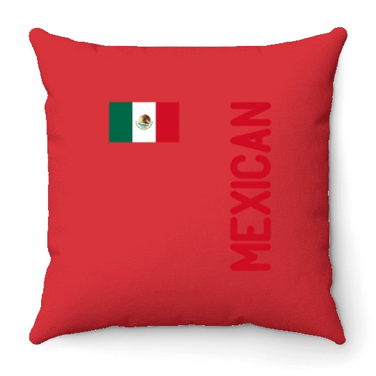 Mexican Flag And Mexico Roots Throw Pillows