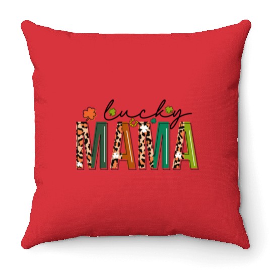 St Patrick'S Day Leopard For Mom Grandma Lucky Mam Throw Pillows