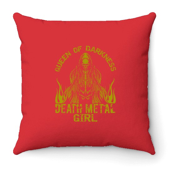 Goth Rock Satan Girl Woman Festivals Death Metal Throw Pillows