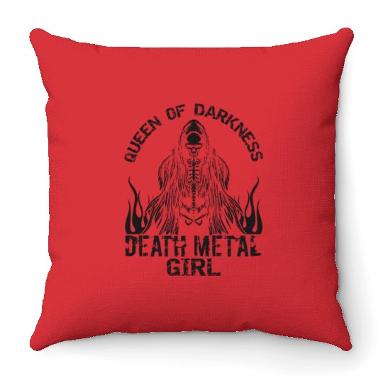 Goth Rock Satan Girl Woman Festivals Death Metal Throw Pillows