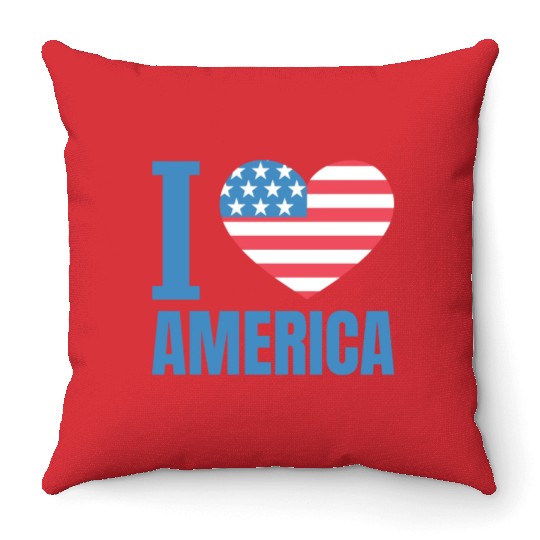 I Love America Throw Pillows