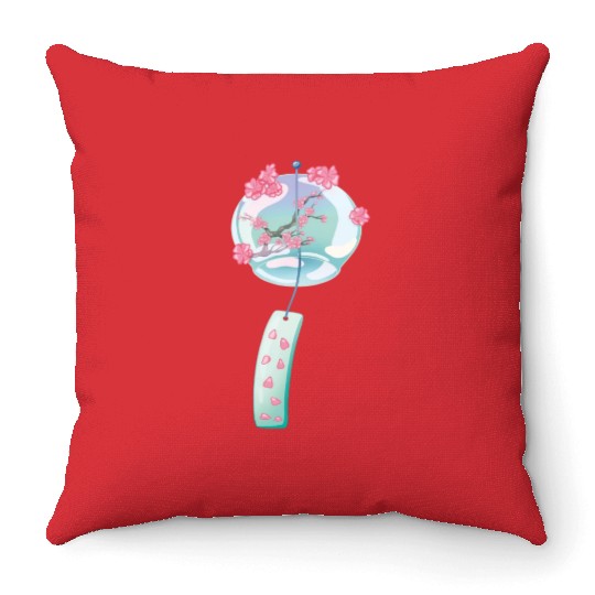 Sakura Wind Chime Throw Pillows