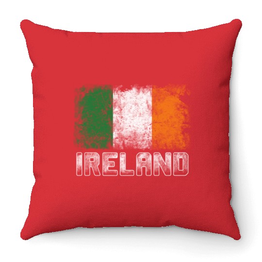 St Patrick's Day Patriotic Distressed Irish Flag Throw Pillows