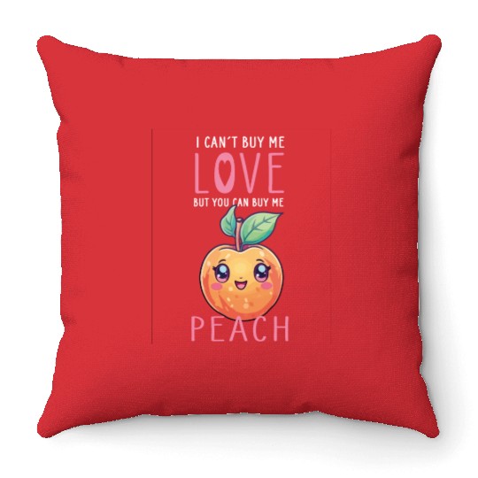 Peach Kawaii Throw Pillows