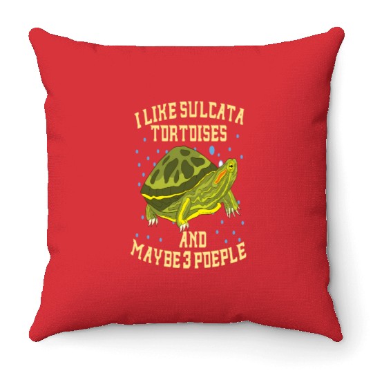 I Love Sulcata Tortoises And Maybe 3 People Turtle Throw Pillows