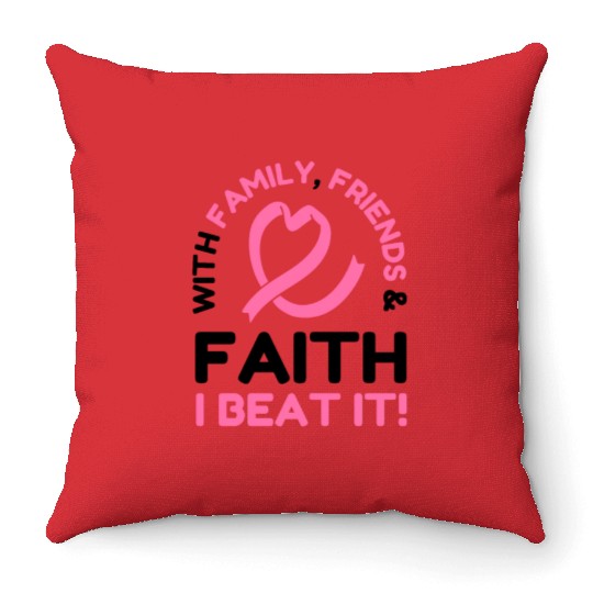 I Beat Breast Cancer Pink Ribbon Breast Cancer Throw Pillows