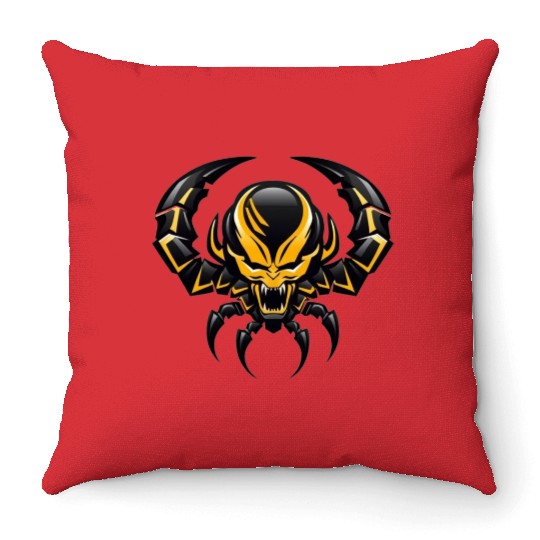 Angry Robot spider, Spider logo, Spider robot Throw Pillows