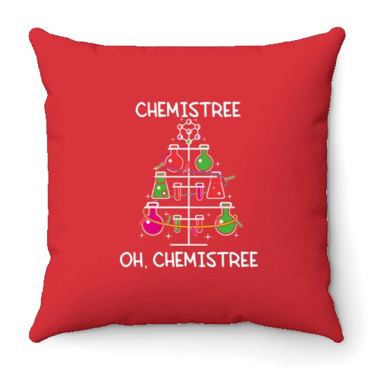 Chemistree Ugly Tree Chemistry Science Pun Throw Pillows