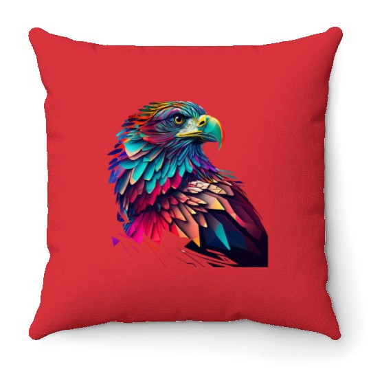 psychedelic eagle Throw Pillows