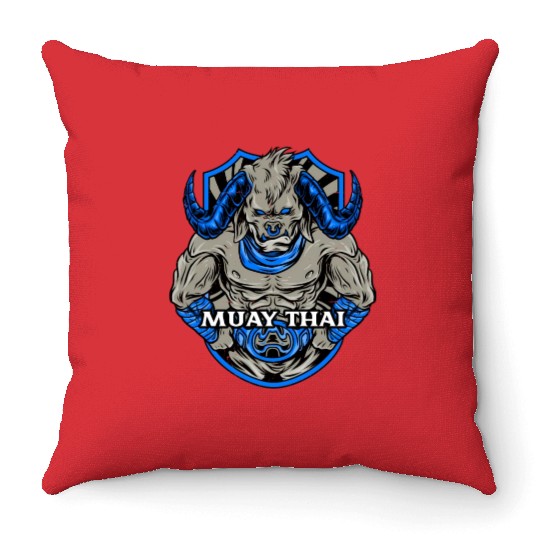 Muay Thai Bull Jiu-Jitsu Title Belt Mma Kick Boxin Throw Pillows