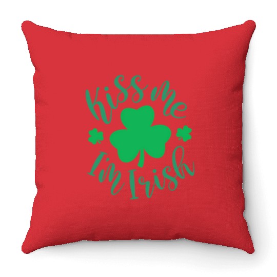St Patrick'S Day Kiss Me I'M Irish Shamrock Throw Pillows