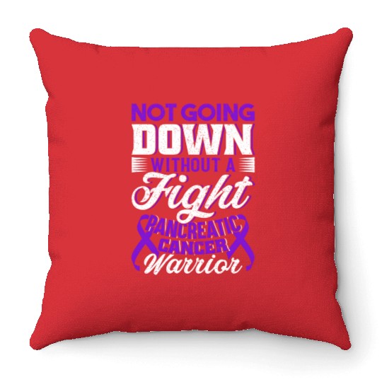 Pancreatic Cancer Pancreas Warrior Chemo Patient Throw Pillows