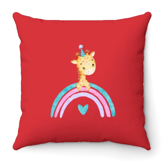 Cute Colorful Giraffe Throw Pillows