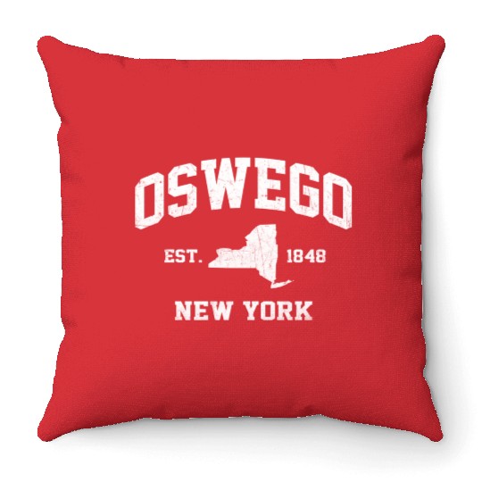 Oswego New York Ny State Athletic Style Throw Pillows