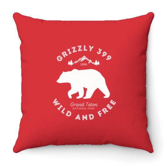 Grizzly 399 Wild Free Grand Teton National Park Throw Pillows