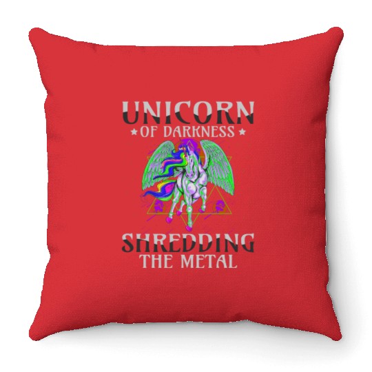 Goth Rock Satan Unicorn Festivals Death Metal Throw Pillows
