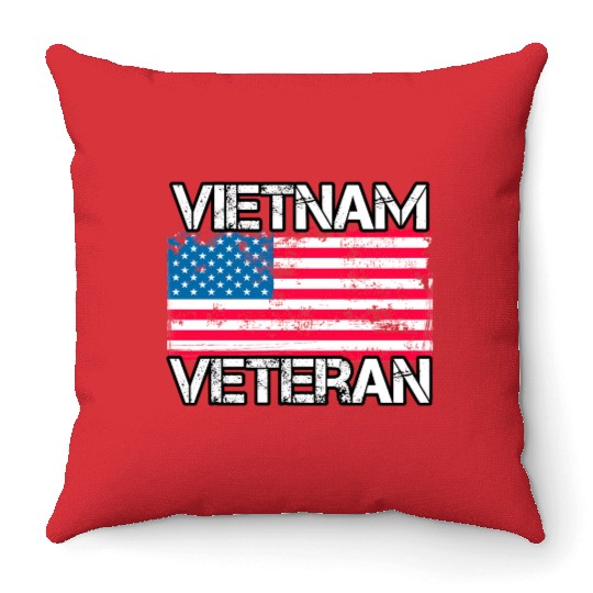 Vietnam Veteran Us Flag Military Vet Throw Pillows