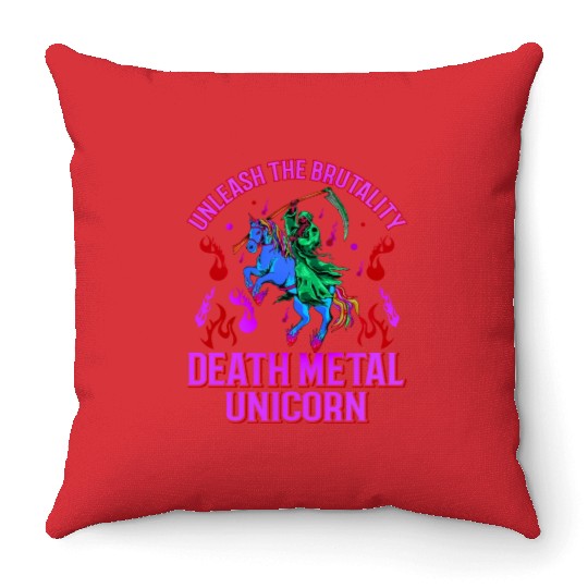 Goth Rock Satan Unicorn Festivals Death Metal Throw Pillows