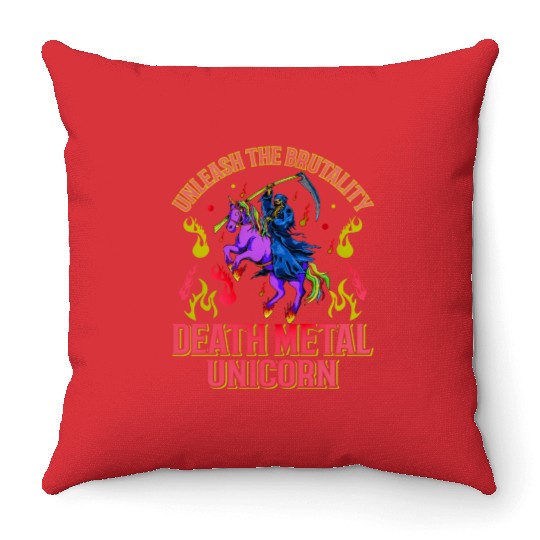 Goth Rock Satan Unicorn Festivals Death Metal Throw Pillows