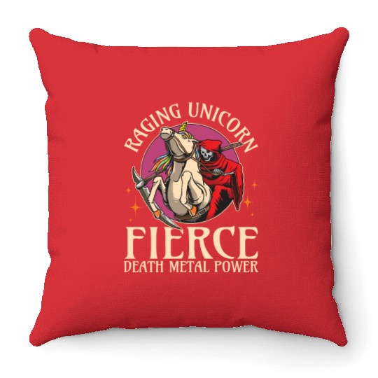 Goth Rock Satan Unicorn Festivals Death Metal Throw Pillows