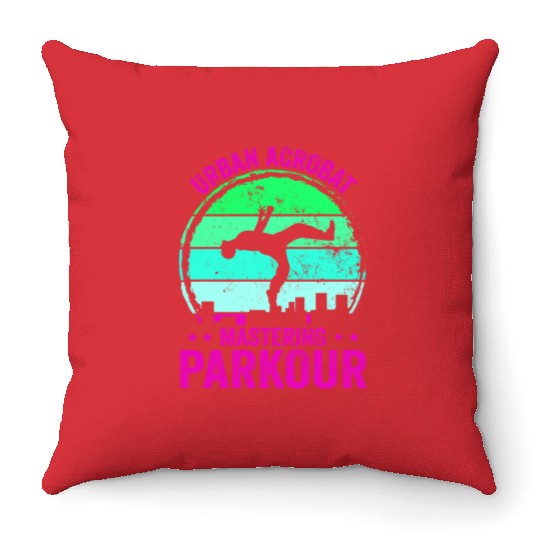 Parkour, Freerunning, Street Workout Acrobatic Throw Pillows