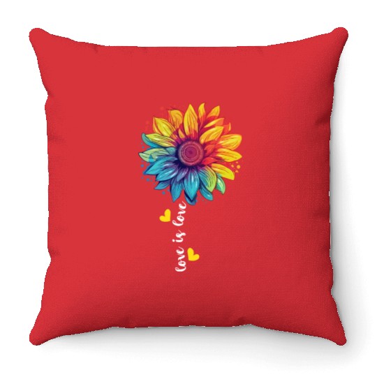 Rainbow Sunflower LGBT Community Pride Transgender Throw Pillows
