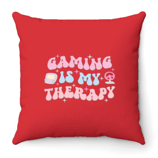 Gaming Is My Therapy, Happy Game Day Throw Pillows