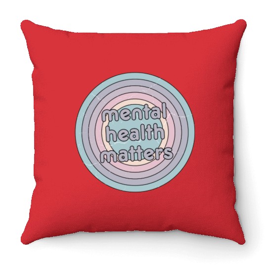 Mental Health Matters | Retro Circle French Grey Throw Pillows