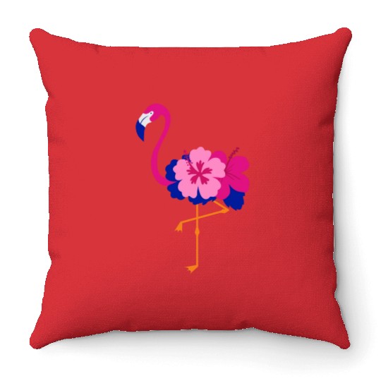 Flower Flamingo Throw Pillows