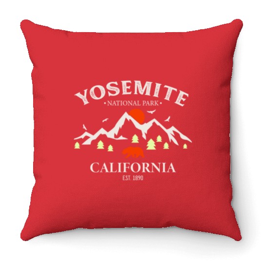 Yosemite National Park California Vintage Throw Pillows